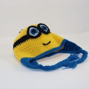 Handmade Crochet Minion Style Kids Earflap Hat One Size